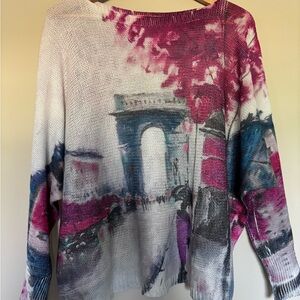 Colorful Parisian Print Sweater